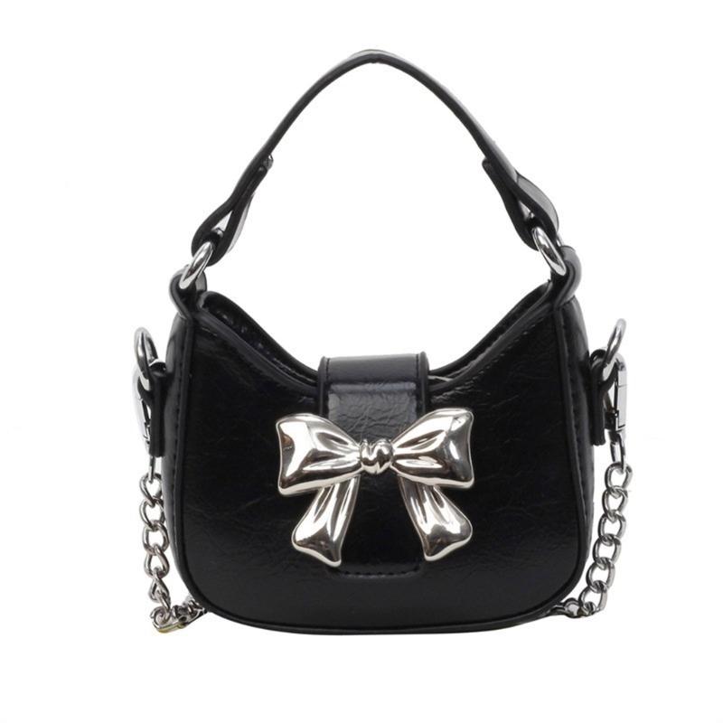 

Women Chain Strap Crossbody Bag Cute Bowknot Handbag Shoulder Bag Fashion Messenger Bag Summer Shopping Dating Bag чёрный