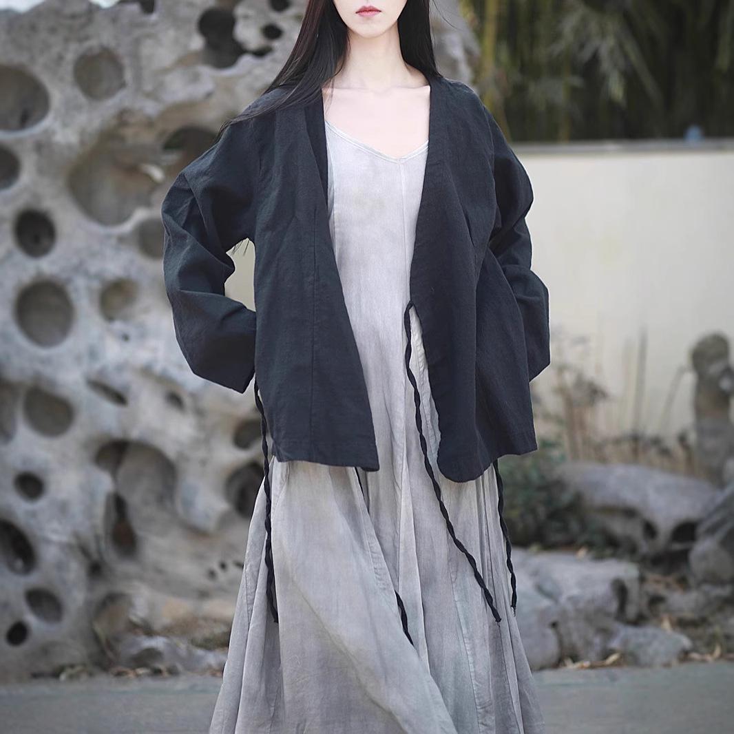 

Women s Retro Cotton Linen Tie-Dye Loose Coat One Size