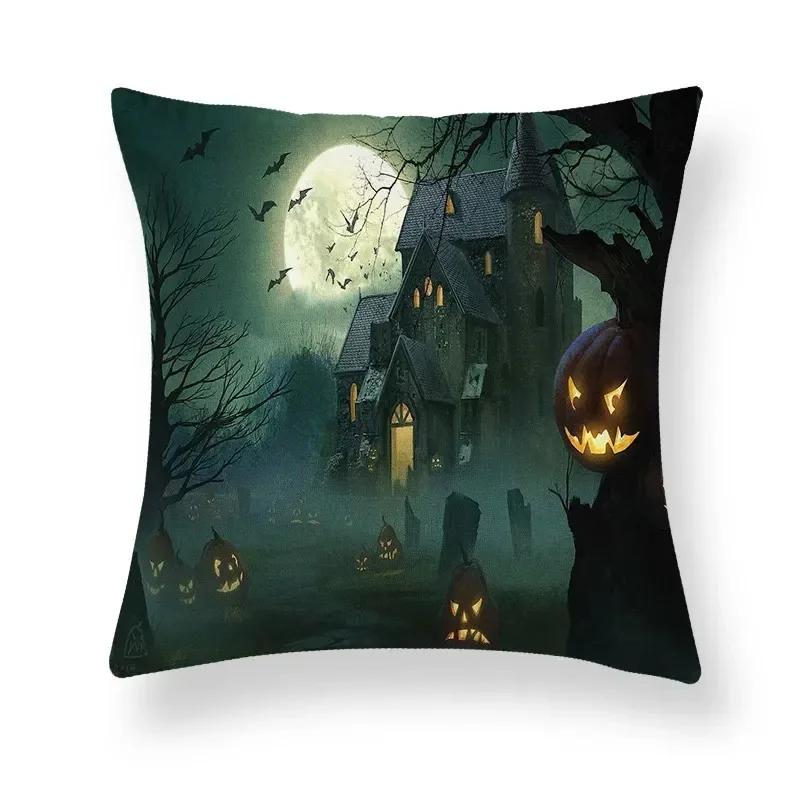 Taie d'Oreiller à Thème d'Horreur d'Halloween, Décoration pour Salon, Bureau, Canapé, Voiture