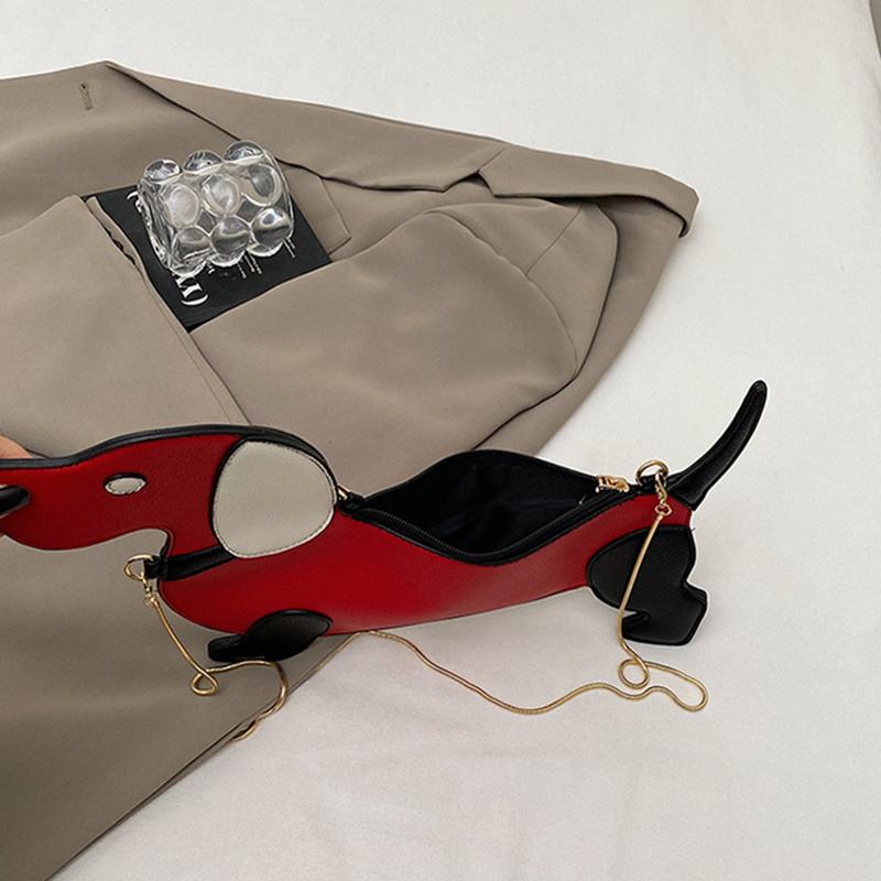 Yogodlns Cartoon Dog Design Shoulder Bag for Women's PU Leather Crossbody Bags with Chain Personalized Zipper Evening Party Purse Satchel