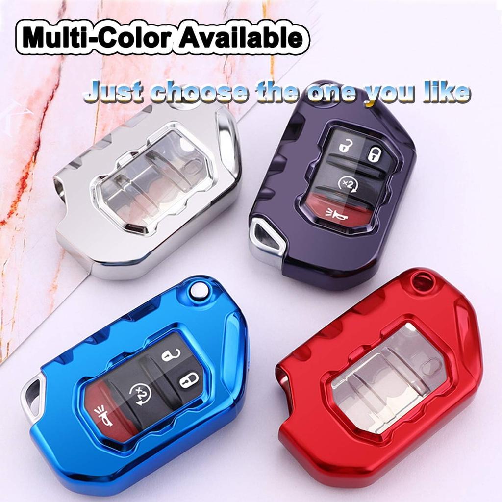 Key Fob Cover For Jeep Full Protection Soft TPU Flip Key Case Holder Compatible With 2018  Jeep Wrangler JL JLU Rubicon   Jeep Gladiator JT Sahara