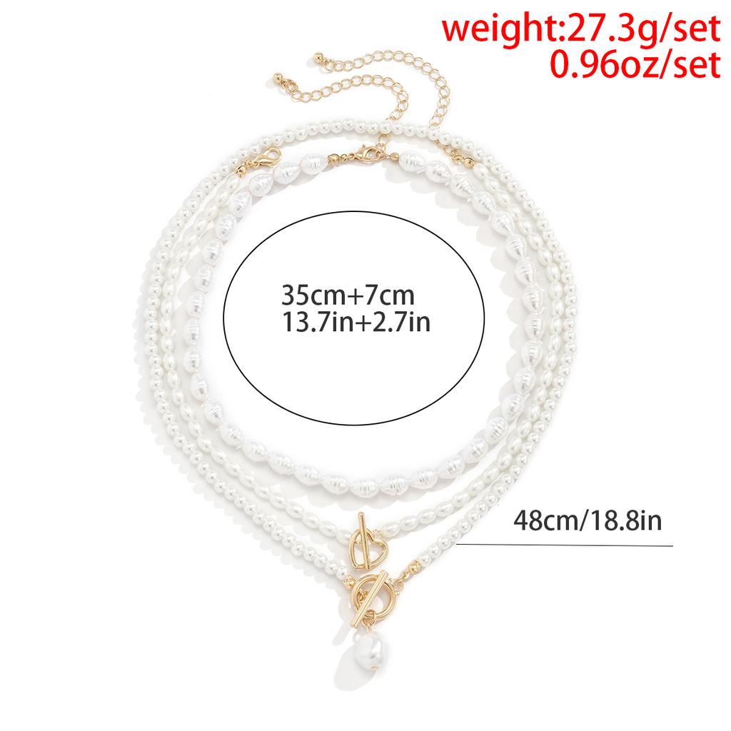 Ingemark Vintage Imitation-Zircon Heart OT Buckle Pendant Necklace Women Wedding Bridal Bead Chain Neck Accessories Zircon New