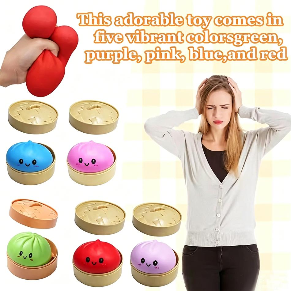 Colorful 6 Styles Smiling Face Dumpling Cute Dumpling Squishy With Box Dumplings Sensory Squeeze Toy For Stress Relief Gifts