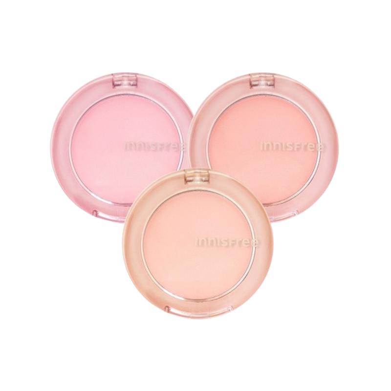 Innisfree Silky Powder Blush 6.2g | Soft Natural Cheek Color | Long-Lasting Smooth Powder Blusher [01 Fluffy Pink / 02 Shy Apricot / 03 Lively Coral]