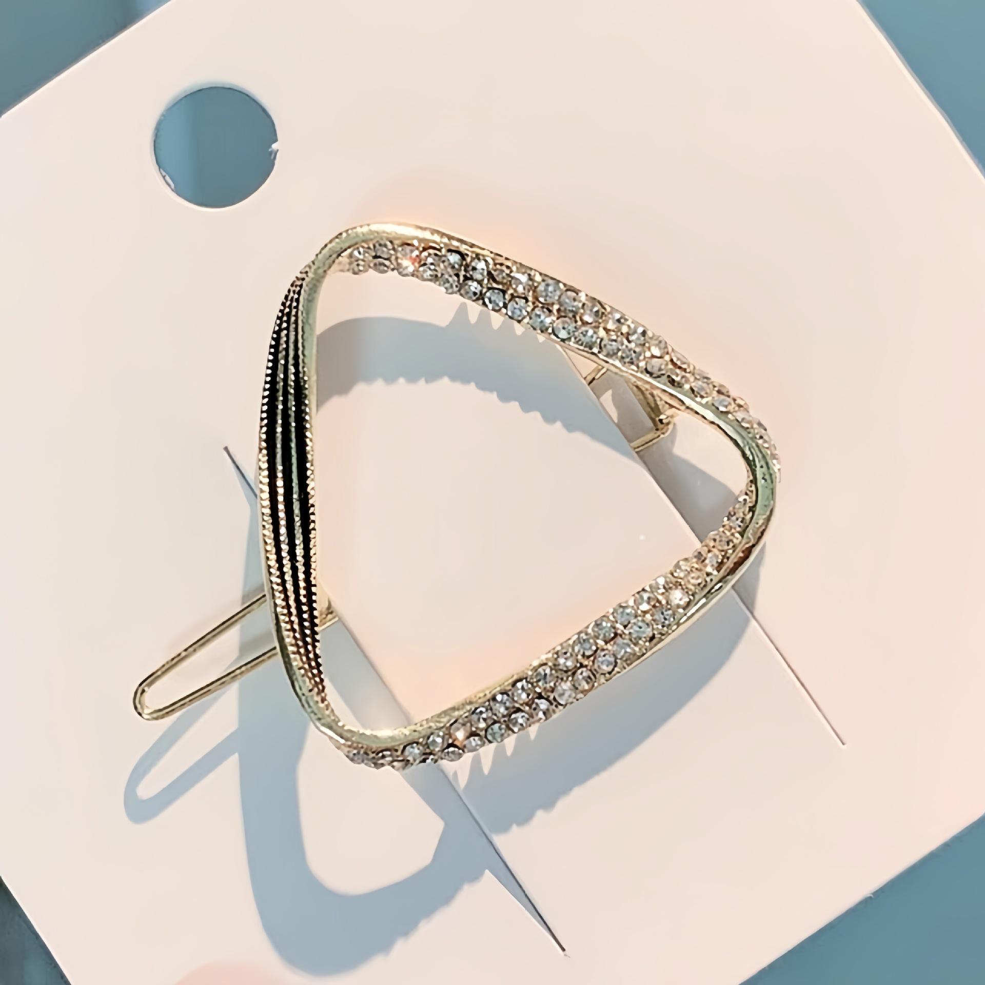 Elegant Rhinestone Triangle Flower Hair Clip