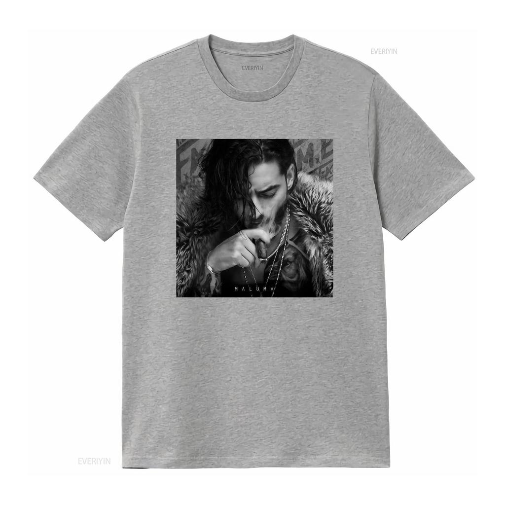 Vintage Streetwear Maluma Rapper Porträt Schwarz Weiß Druck Cool Lässig T-Shirt Vintage Gewaschen Weich Streetwear Atmungsaktiv