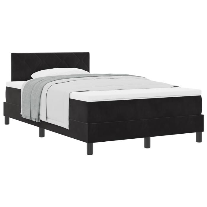 Lit à ressort vidaXL avec matelas Noir 120x200 cm Velours 3339232