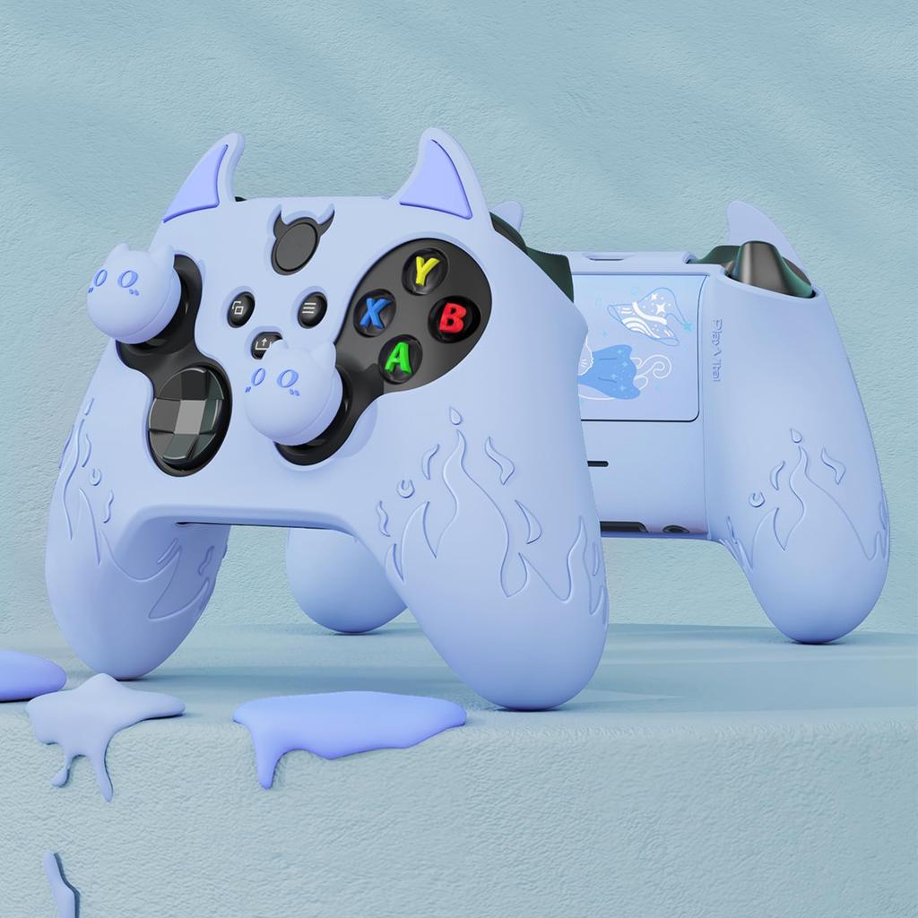 PlayVital Cute Devil Style Silicone Thumbstick Caps for Xbox Series X, Xbox Series S, and Xbox Core (Baby Blue)
