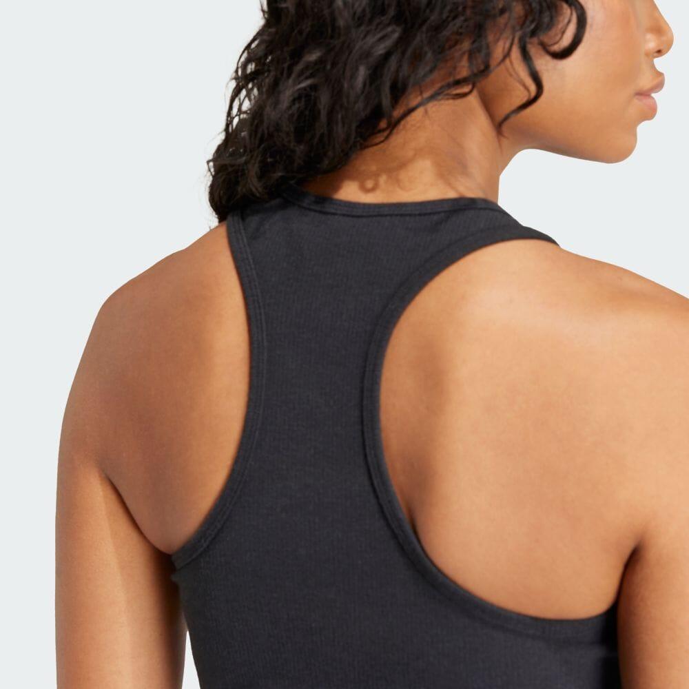 Adidas Originals Solid Color Cropped Letter Tank Top Women Tops Black IU2456