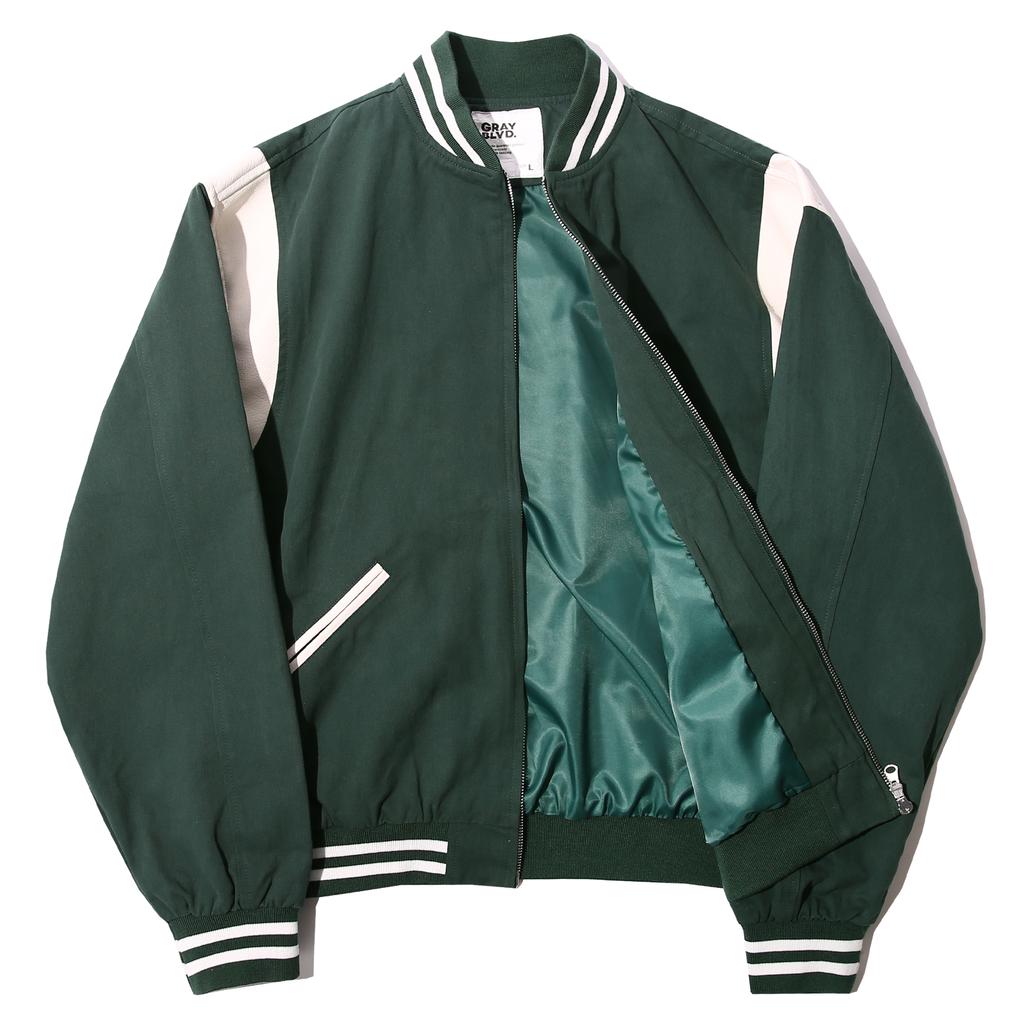 Grayblvd Mc Twill Cotton Varsity Jacket (Green)