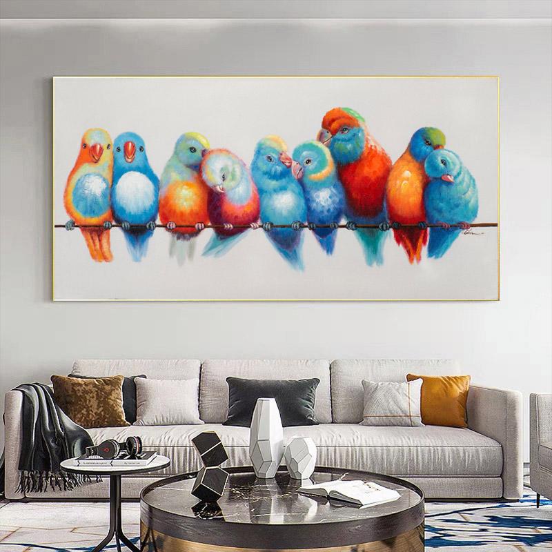 Bird Animal Canvas Painting Tree Landscape Posters and Prints Colorful Parrots Wall Pictures for Living Room Home Decor No Frame