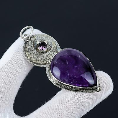 Ciondolo con pietra preziosa di ametista, ciondolo in argento sterling 925, collana artigianale con pietra portafortuna di febbraio, regali di gioielli di cristallo curativi per lei
