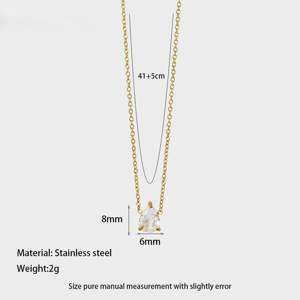 Dainty Waterdrop Oval Zirconia Stainless Steel Pendant Hypoallergenic Waterproof Necklace Gift Fashion Jewelry 18inches