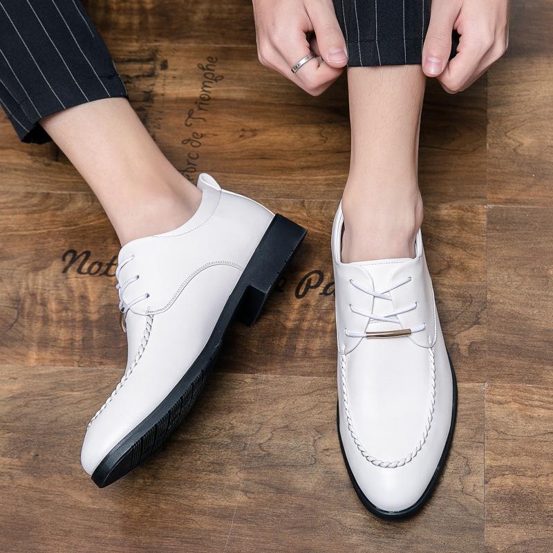 

White small leather shoes driving Doudou shoes foreign trade large size business casual leather shoes men s wedding photography hairstylist men s sh 45 белый