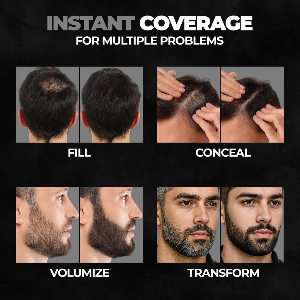 Beardo Blackout Hair Powder 4g - Black | Root Touch Up for Grey Hair | Instantly Covers Grey Roots, Beard Patches & Bald Spots | Thick Black Fiber