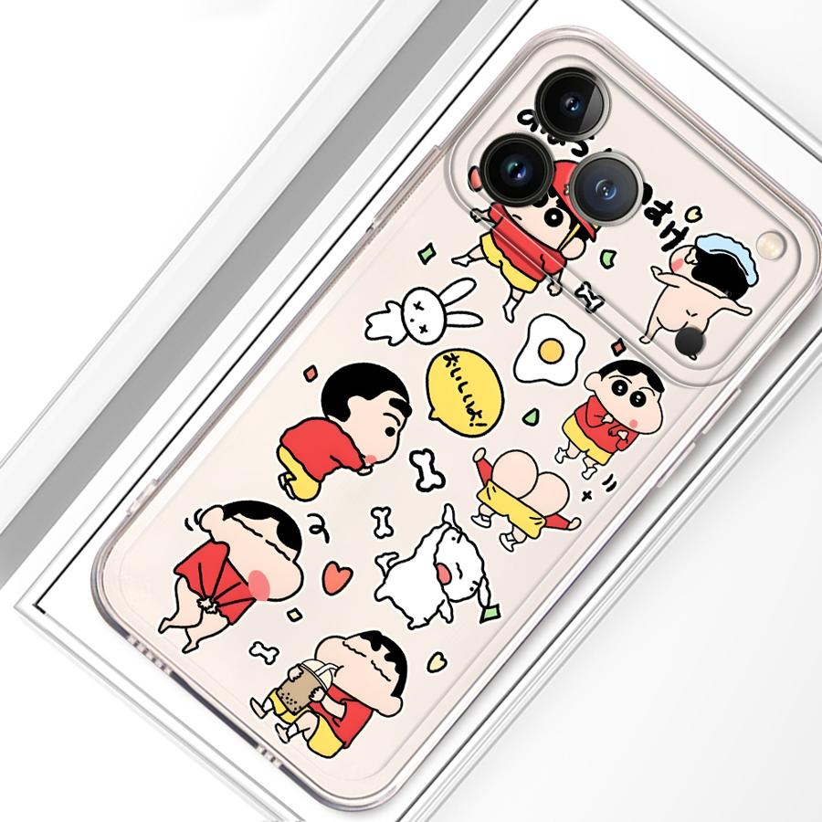Soft Phone Cover Case for iPhone 17 Pro Max 12 Mini 16 11 XS Max XR 15 Air 7 8 14 Plus 13 Pro Crayon Shin Chan Cartoon
