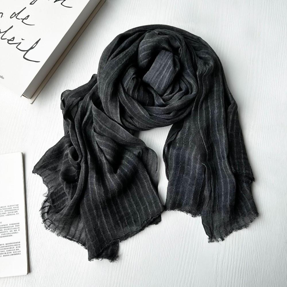 Soft Viscose Scarf Vertical Striped Shawl Wrap Modern Neck Wrap Japanese Style