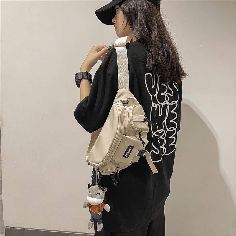 Locomotive Street Wind ins Neutral Canvas Breast Bag Japanese and Korean Casual One Shoulder Crossbody Fanny Bag