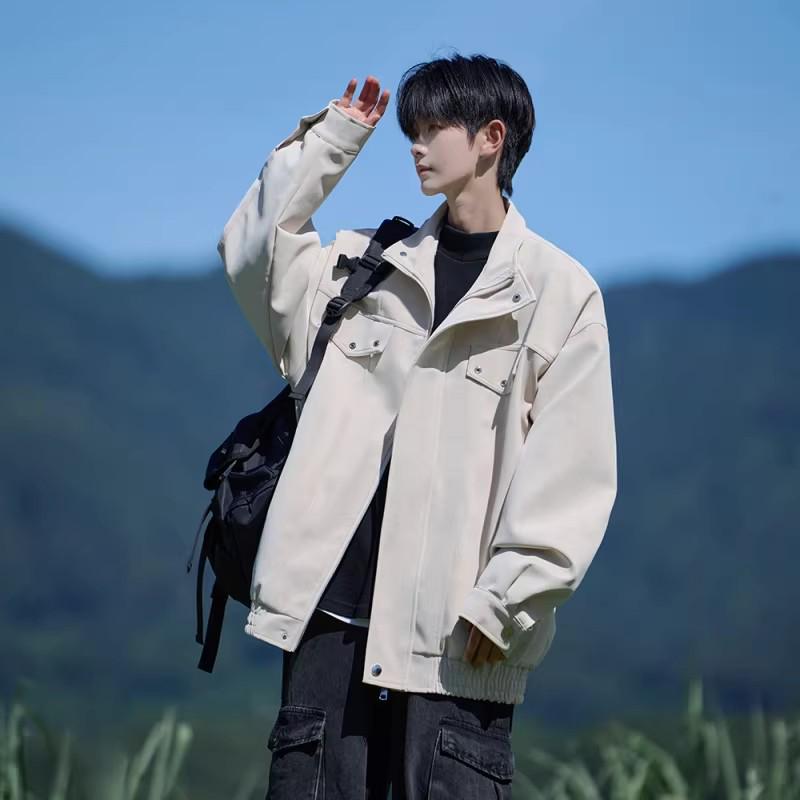 

Men s Trendy Tie-Dye Leather Jacket, Autumn/Winter 2025, Lapel Motorcycle Outerwear, New Loose Workwear Style. M брудно-білий