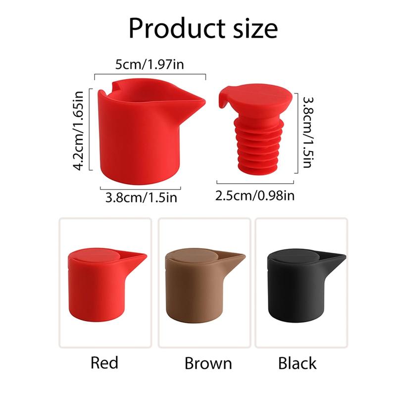 B97A-Silicone Wine& Champagne Stopper Set- Ultimate Leakproof Beverage Bottle Sealers For Home, Portable Wine Saver For Bar