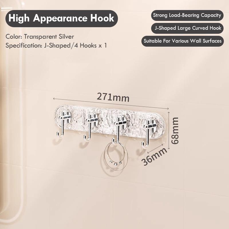 

Крючок для ванной настенный неперфорированный прочный кухонный бесшовный клейкий крючок волнообразный J-образный рядный крючок за дверью M