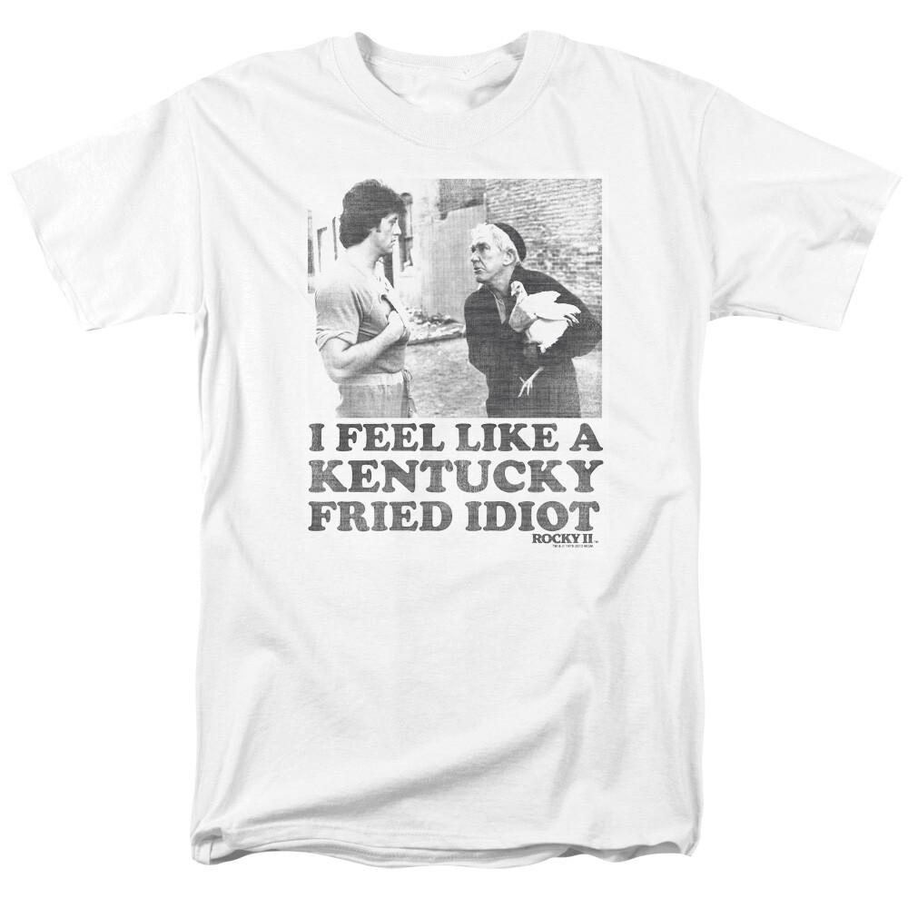 Rocky Fried Idiot T Shirt Mens Licensed Boxing Movie Tee Rocky Balboa White XXXXL
