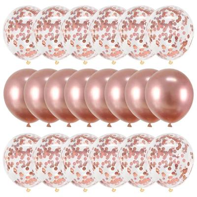 Nuevo Set de 20 Globos Color Oro Rosa Globos Metálicos con Confeti Fiesta de Cumpleaños Boda Decoración Aniversario Globos Baby Shower Bal
