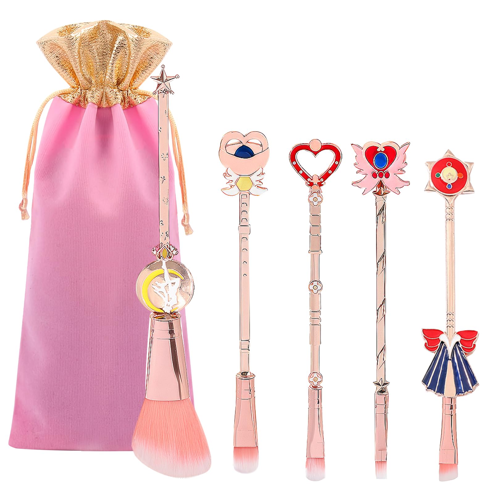 

Cute 5-Piece Sailor Moon Makeup Brush Set, Fiber Bristles, Eyeshadow Brush, Eyebrow Brush, Powder Brush, Super Soft Makeup Brush