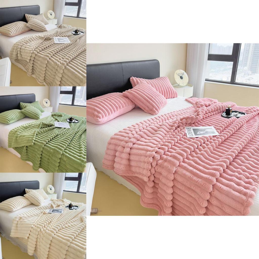 Office Nap Blanket With Solid Color Striped Design For Spring Autumn Relaxation