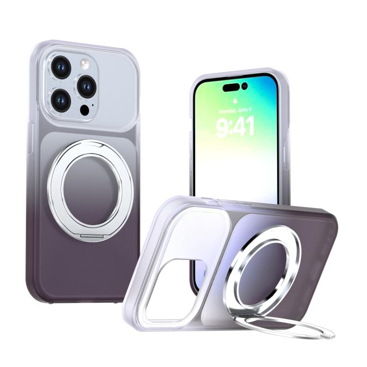 Phantom Skin Feel Gradient PC+TPU Phone Case With 360° Rotating Metal Holder, Magnetic Wireless Charging Shockproof Protective Cover