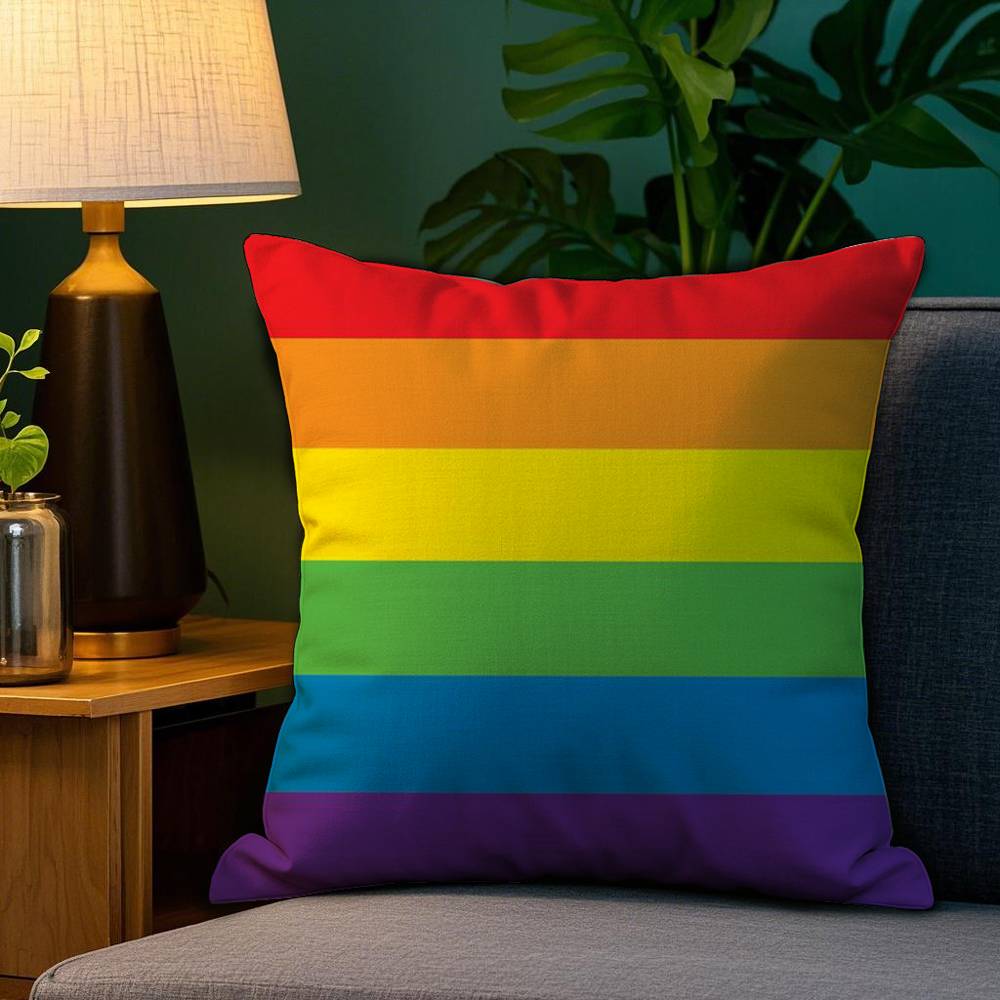 Pillow Case Sofa Living Room Bedroom Double-Sided Printing Homosexual Rainbow Flag Square Cushion Nap Time Pillow Case