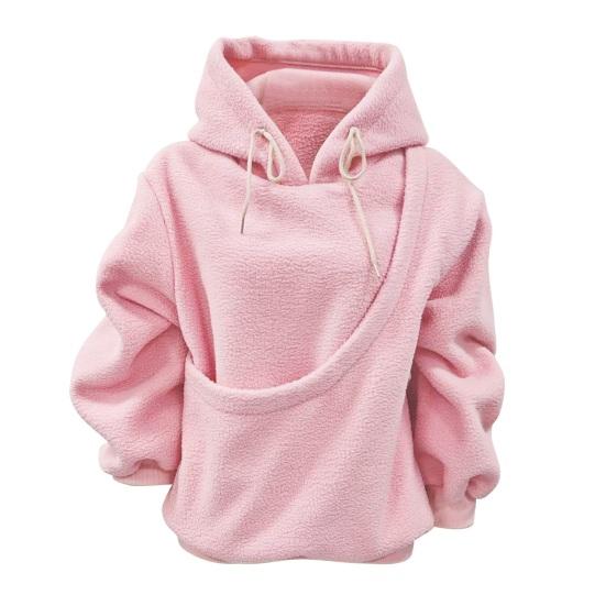 Pet Sling Hoodie Long Sleeve Fleece Kangaroo Pouch Sweatshirt for Cats Dogs Oversized Pullover Pet Carrier Tops for Autumn Winter
