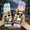 1PC No Prob Llama Vintage Layout 750ml Color Plastic Water Bottle Leakproof Flip Straw Lid For Sports Office Home Use