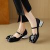 Krazing Pot Sheepskin Stain Summer Size 40 Crystal Med Heels Butterfly-knot Oriental Design Square Toe Elegant Wedding Pumps