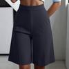 Women's High Waist Elastic Waistband Wide Leg Casual Shorts with Pockets Loose Fit Comfortable Summer Bottoms