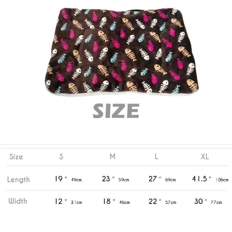 Bone Print Dog Bed Mat Warm Thick Fleece Pet Sofa Cushion Pad Winter Puppy Cat Bed Matress for Small Medium Large Dog Pitbull
