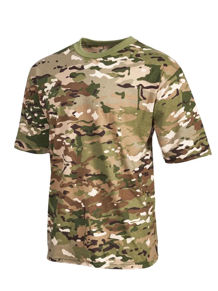 Men's Multi-Cam Camouflage Print T-Shirt, Tactical Multicam Pattern, Crew Neck Short Sleeve for Outdoor and Military Style