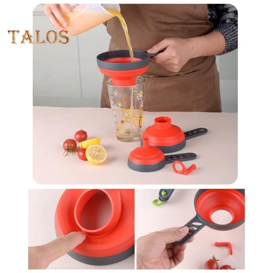 3Pcs Oil Funnel Hanging Hole Design Dispense Silicone Durable Folding Kitchen Food Transfer Funnels Home Supply