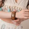 Bohemian Strip Pattern Bracelet Europe American Style Retro  Hand Ring Wood Wide Bangle  Women