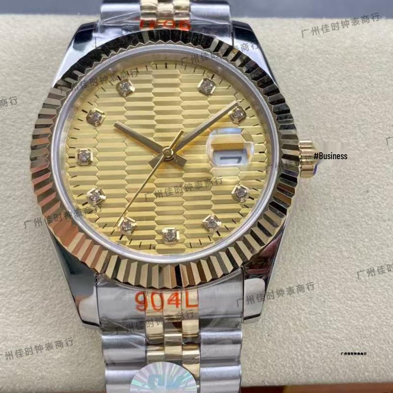 Orologio da uomo automatico Lao Jia Hao Shi 41mm con data, quadrante a quadri e design casual alla moda.