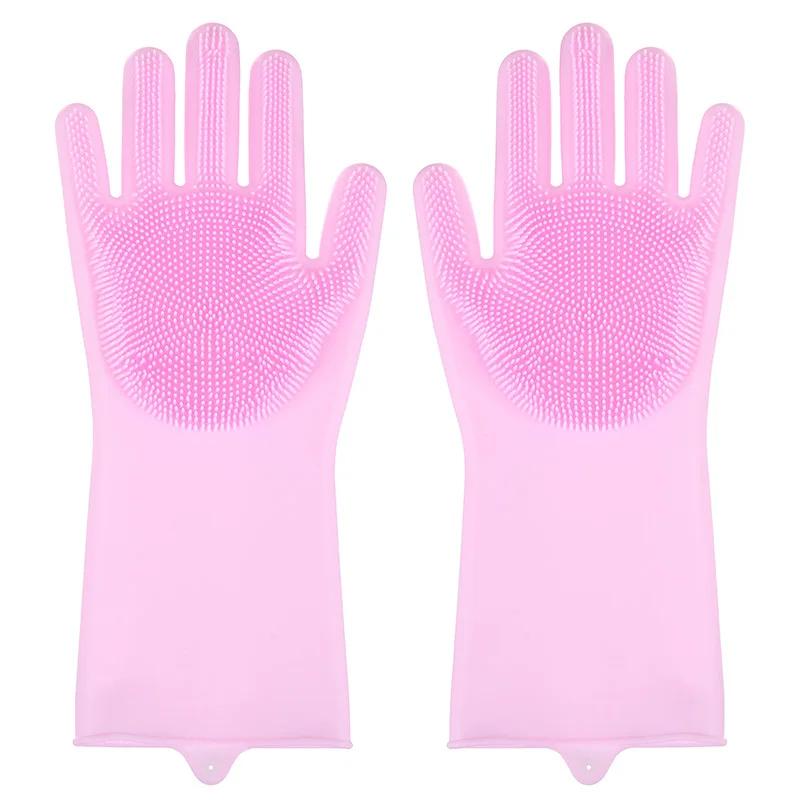 Dishwashing Cleaning Gloves Magic Silicone Rubber Dish Washing Gloves for Household Sponge Scrubber Kitchen Cleaning Tools