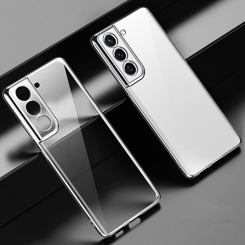 S 24 23 22 21 Plating Transparent Case For Samsung Galaxy S24 S23 S22 S21 Ultra Plus Fe G Clear Silicone Back Cover