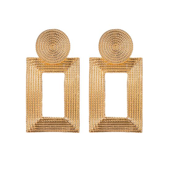 

Женские полые прямоугольные геометрические висячие серьги-гвоздики для ушей, массивные ювелирные изделия золотистый