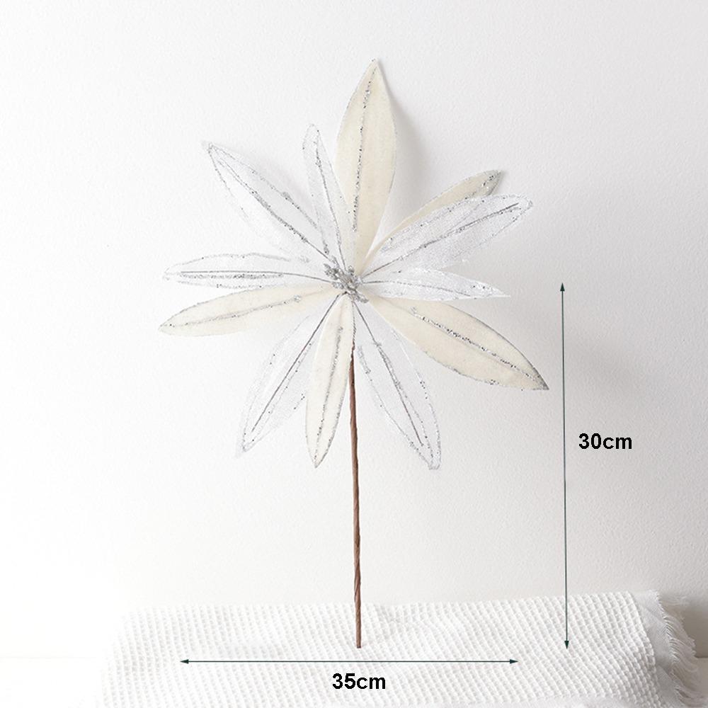 

Блестящие Рождественские Блестящие Искусственные Цветы со Стеблями Большие 33см Цветы для Рождественской Елки Украшения Милые Креативные белый