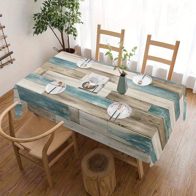 Nappe Rectangle Bois Grainé Vintage Imperméable Décor de Table Réutilisable Chemin de Table pour Table de Cuisine Salle à Manger Décorations de Fête 140x180cm