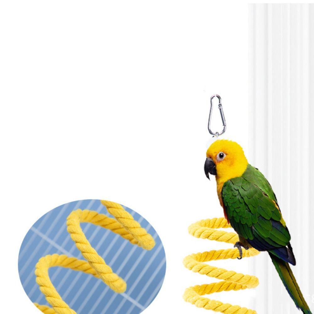 Flexible Budgie Chew Toy Cotton Parrot Bell Stand Perch Cotton Rope  Cockatiel Swing Bite