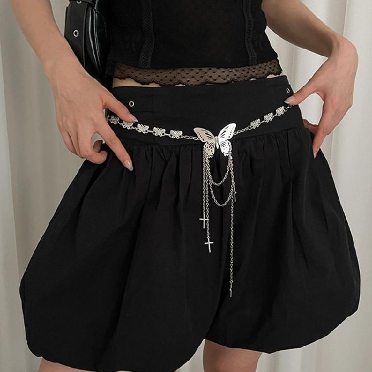 2000s Butterfly Waist Chain for Lady Adjustable Chain Belt Metallic Waist Chain Body Chain Skirt Chain Belt Waist Jewelry