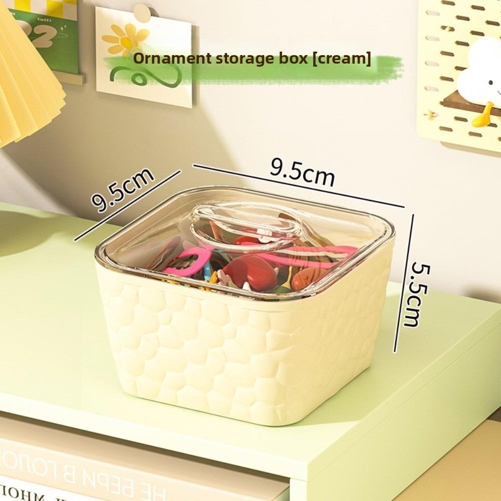 Cream Style Transparent Desktop Storage Box Large Capacity with Lid Hair Jewelry Case Plastic Jewelry Organizer Box Hair Band