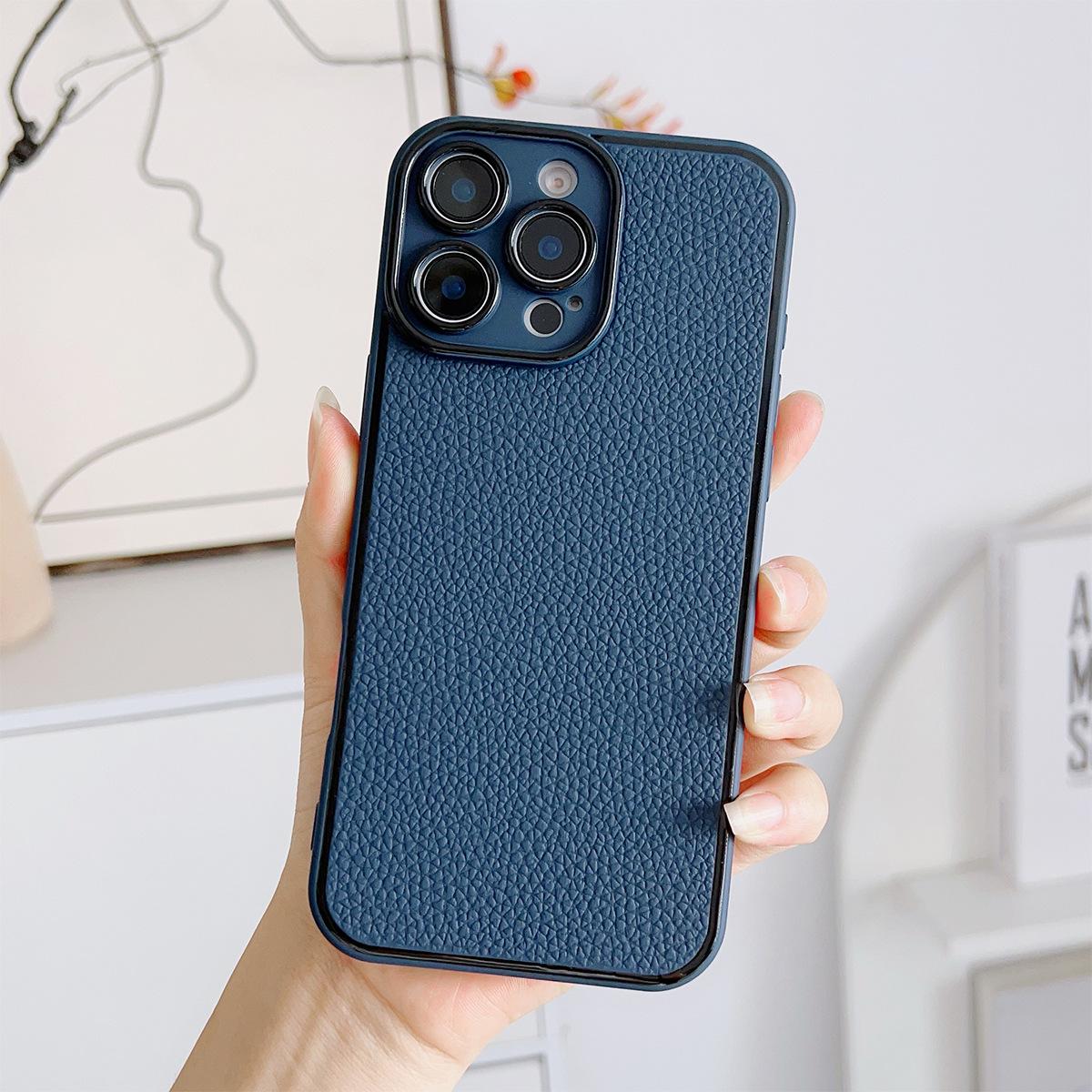 

Ultra-thin Solid Color Leather Texture Anti-fall Mobile Phone Case Airbag for Apple Mobile Phone Protective Case Lanyard Silicone Protective Case For iPhone 11