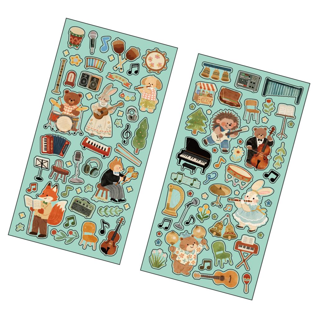 Cartoon Animal Scrapbooking Sticker Transparent Decorative Sticker for DIY Craft Journaling Scrapbook Journal Planner